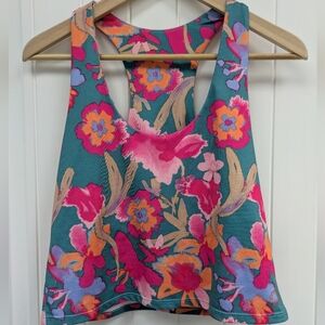 Pro Player Floral Tank Top - Teal and Pink